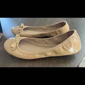 Tory Burch size 9 -  9.5 camel patent flat